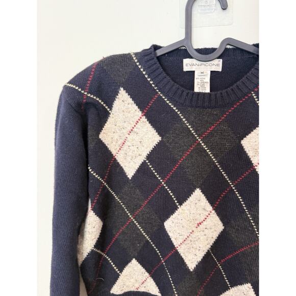 Evan Picone Merino Wool Sweater Shoulder Padded Medium Grandpacore 2258 - Picture 3 of 11